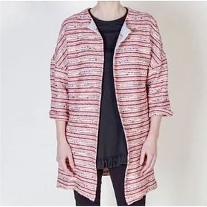 Vilagallo Anthropologie woven sweater coat pink tweed size 38 US 6